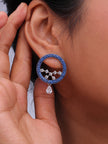 Blue Circular Statement Necklace & Earrings Set