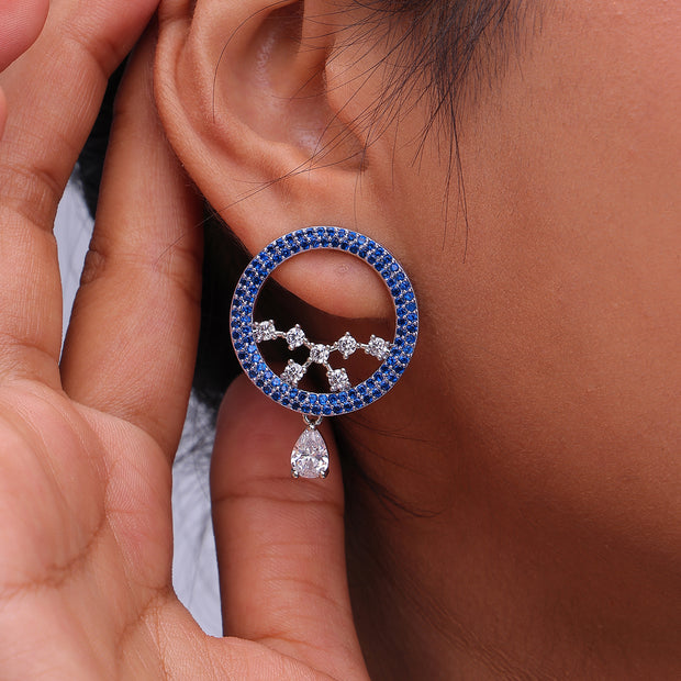 Blue Circular Statement Necklace & Earrings Set