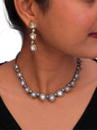 Women’s AD & Kundan Inspired Necklace Set with Matching Drop Earrings.