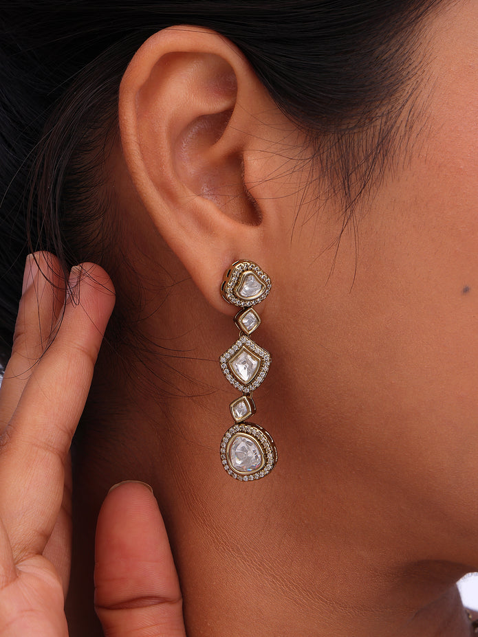 Women’s AD & Kundan Inspired Necklace Set with Matching Drop Earrings.