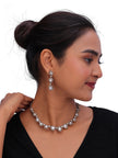 Women’s AD & Kundan Inspired Necklace Set with Matching Drop Earrings.