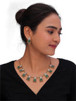 Women’s Green Stone Necklace Set with Matching Earrings