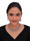 Elegant Silver-Tone Necklace & Earrings Set for Women.