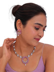 Blue Circular Statement Necklace & Earrings Set