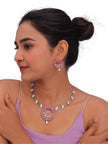 Blue Circular Statement Necklace & Earrings Set