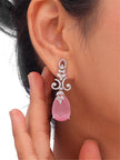 Teardrop Dangle Earrings with Sparkling Crystal Floral Design