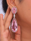 Premium Pink Crystal Teardrop Drop Earrings