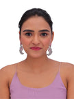 Elegant Pink & Silver Crystal Statement Drop Earrings for Women