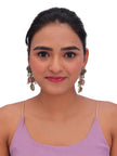 Multicolor Kundan Pearl Statement Drop Earrings with Green & Pink Stones