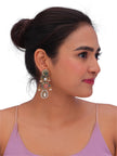 Multicolor Kundan Pearl Statement Drop Earrings with Green & Pink Stones