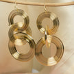 Elegant Gold-Tone Multi-Circle Drop Earrings for Women.
