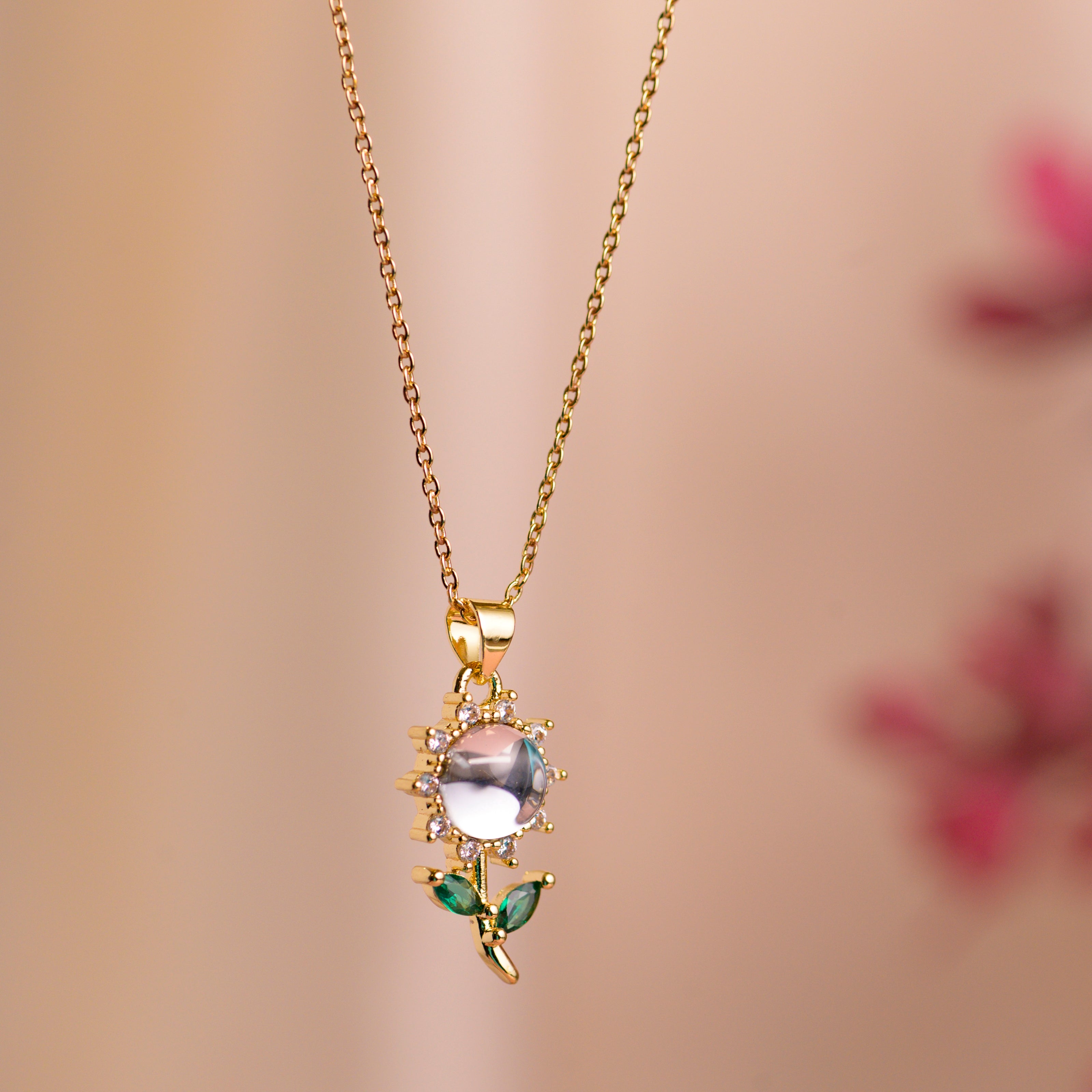 Elegant Gold-Plated Floral Pendant Necklace for Women