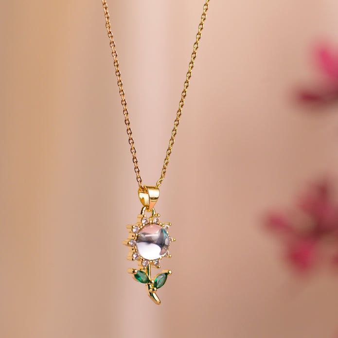 Elegant Gold-Plated Floral Pendant Necklace for Women