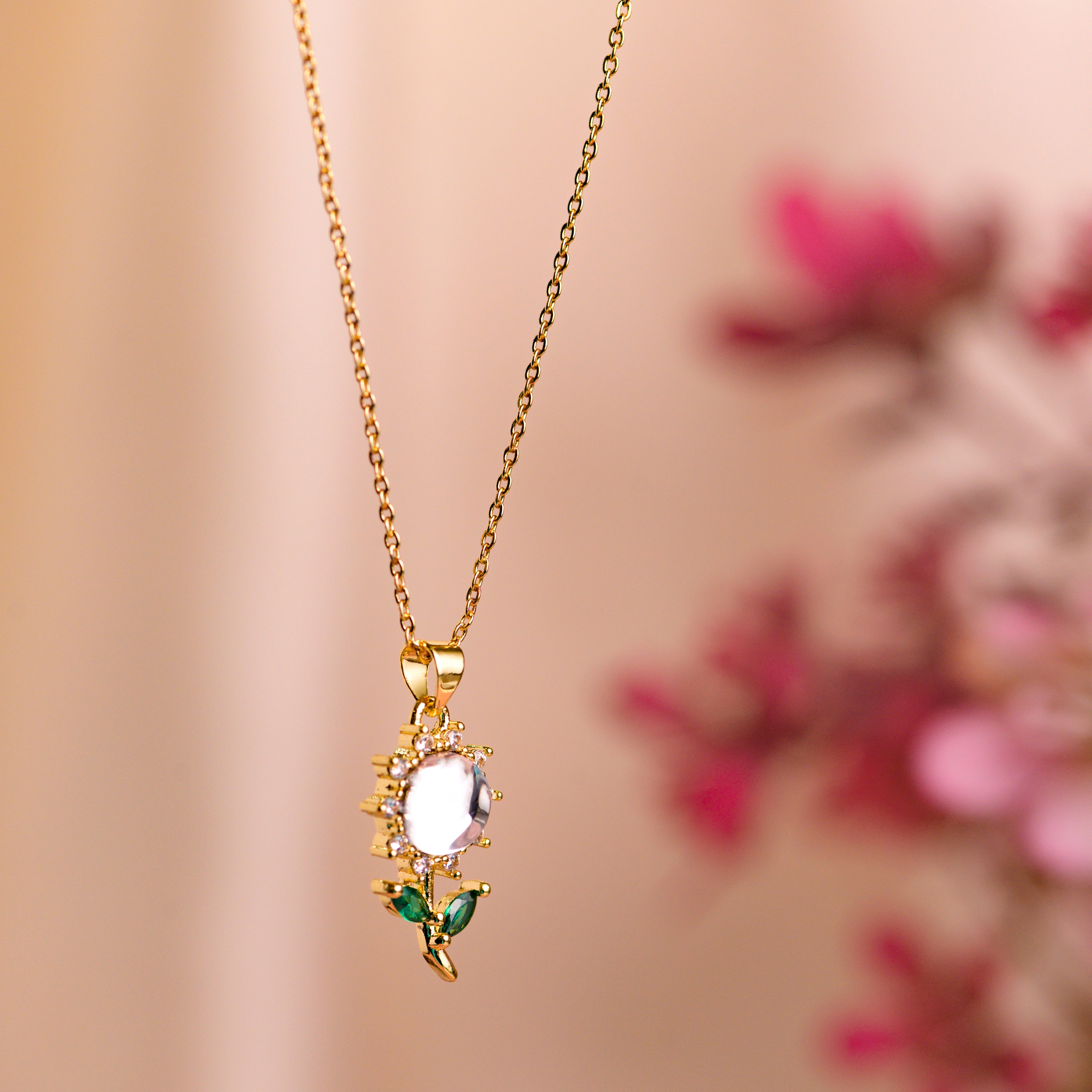 Elegant Gold-Plated Floral Pendant Necklace for Women