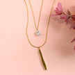 Elegant Gold-Tone Layered Necklace with Crystal Pendant