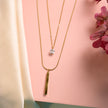 Elegant Gold-Tone Layered Necklace with Crystal Pendant