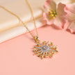 Elegant Gold-Tone Sunburst Pendant Necklace with Sparkling Crystal Stones
