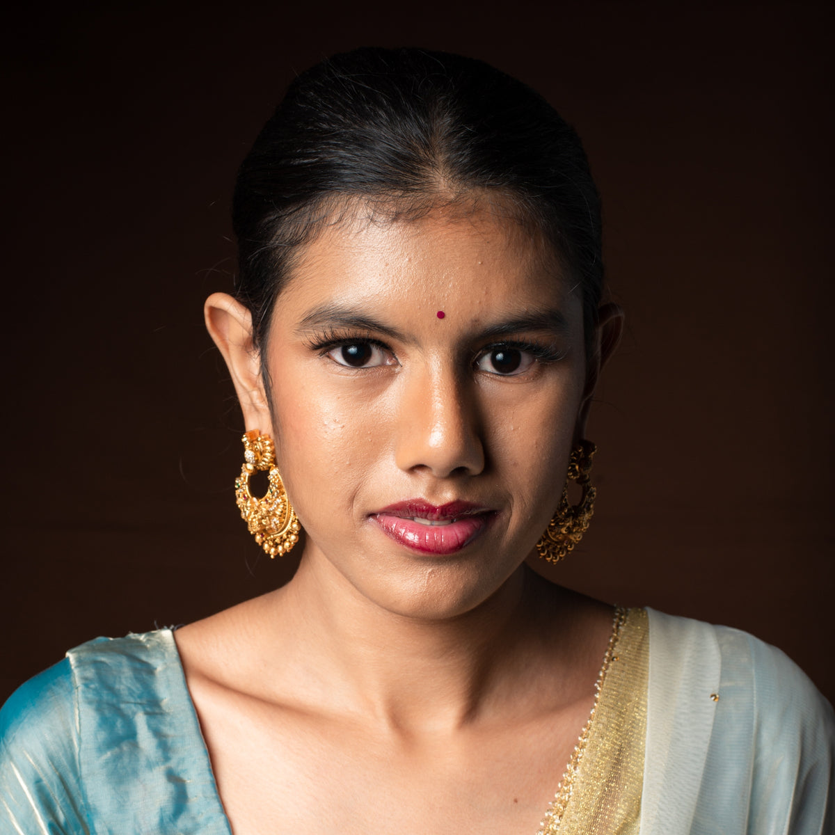 Ganpati Motif Chandbali Earrings