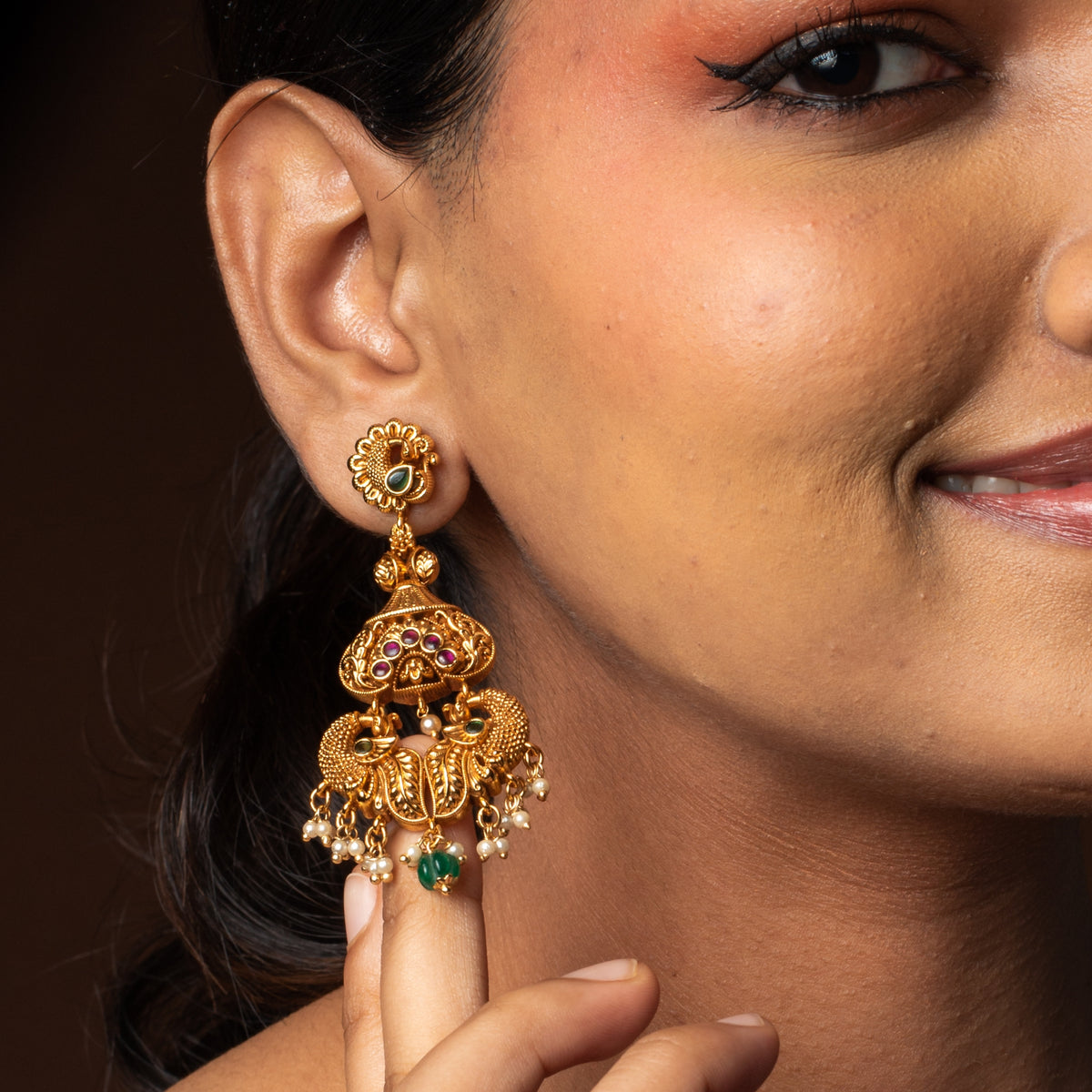 Peacock Bloom Statement Earrings