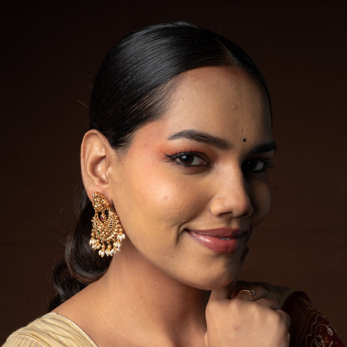Lakshmi Pearl Drop Chandbali Earrings