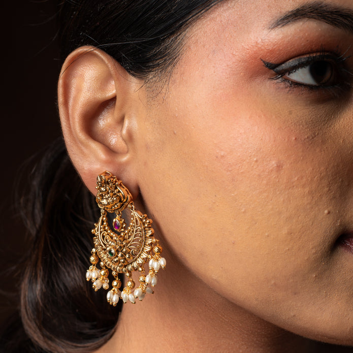 Lakshmi Pearl Drop Chandbali Earrings