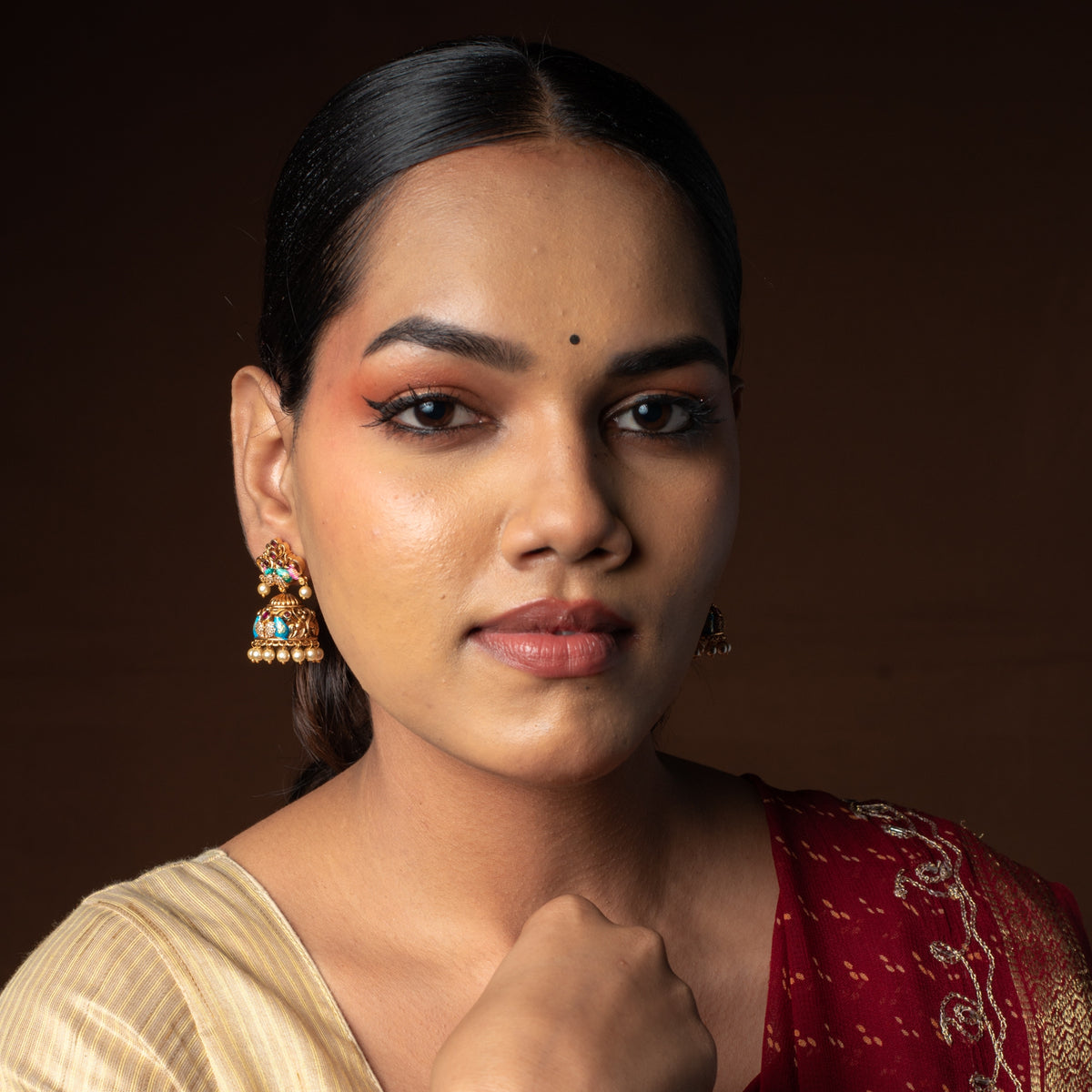 Turquoise Bloom Statement Jhumkas