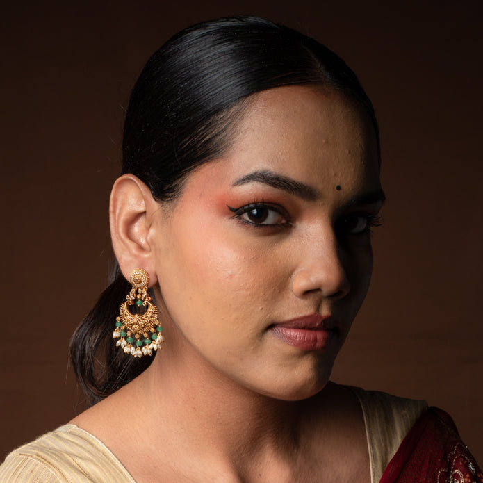 Marakata Pearl Chandbali Earrings