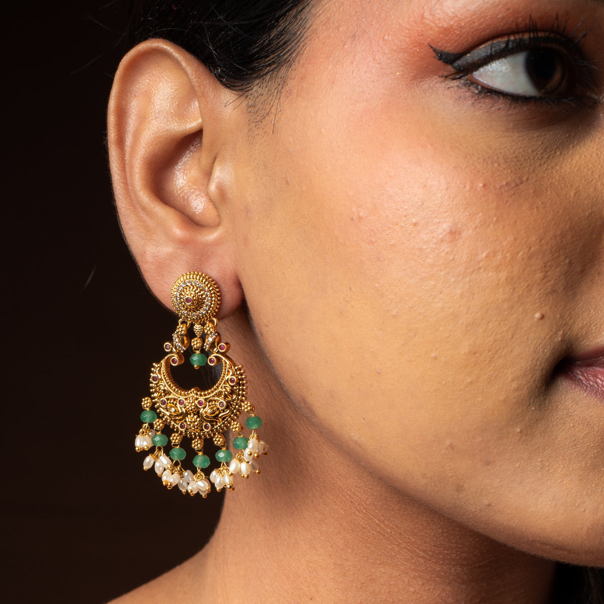Marakata Pearl Chandbali Earrings