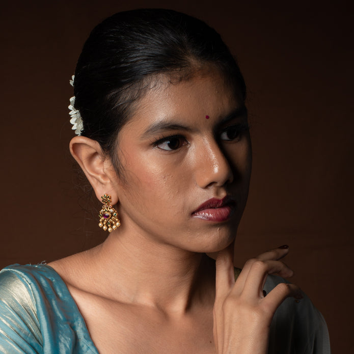 Floral Motif Statement Earrings