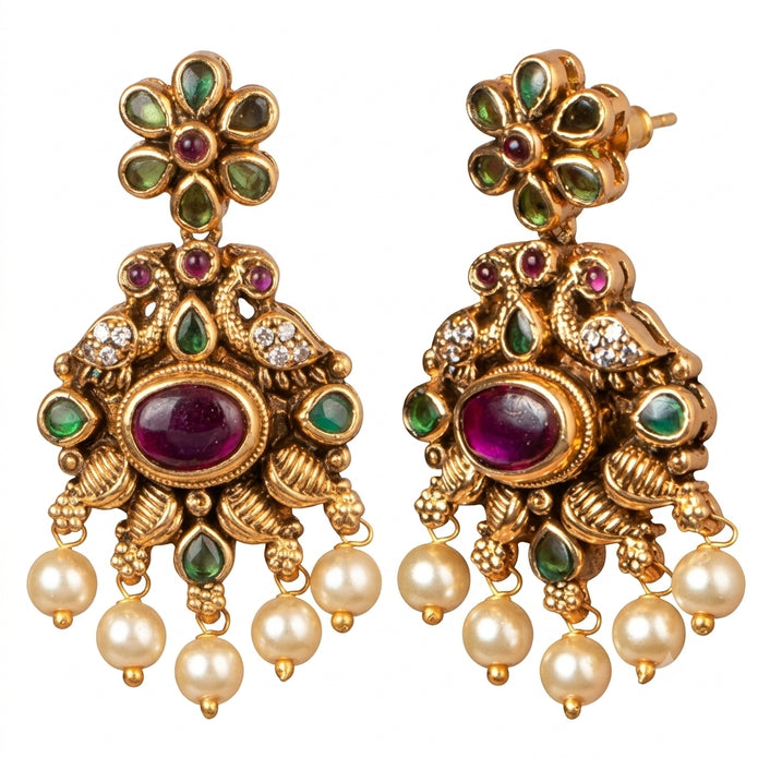 Floral Motif Statement Earrings