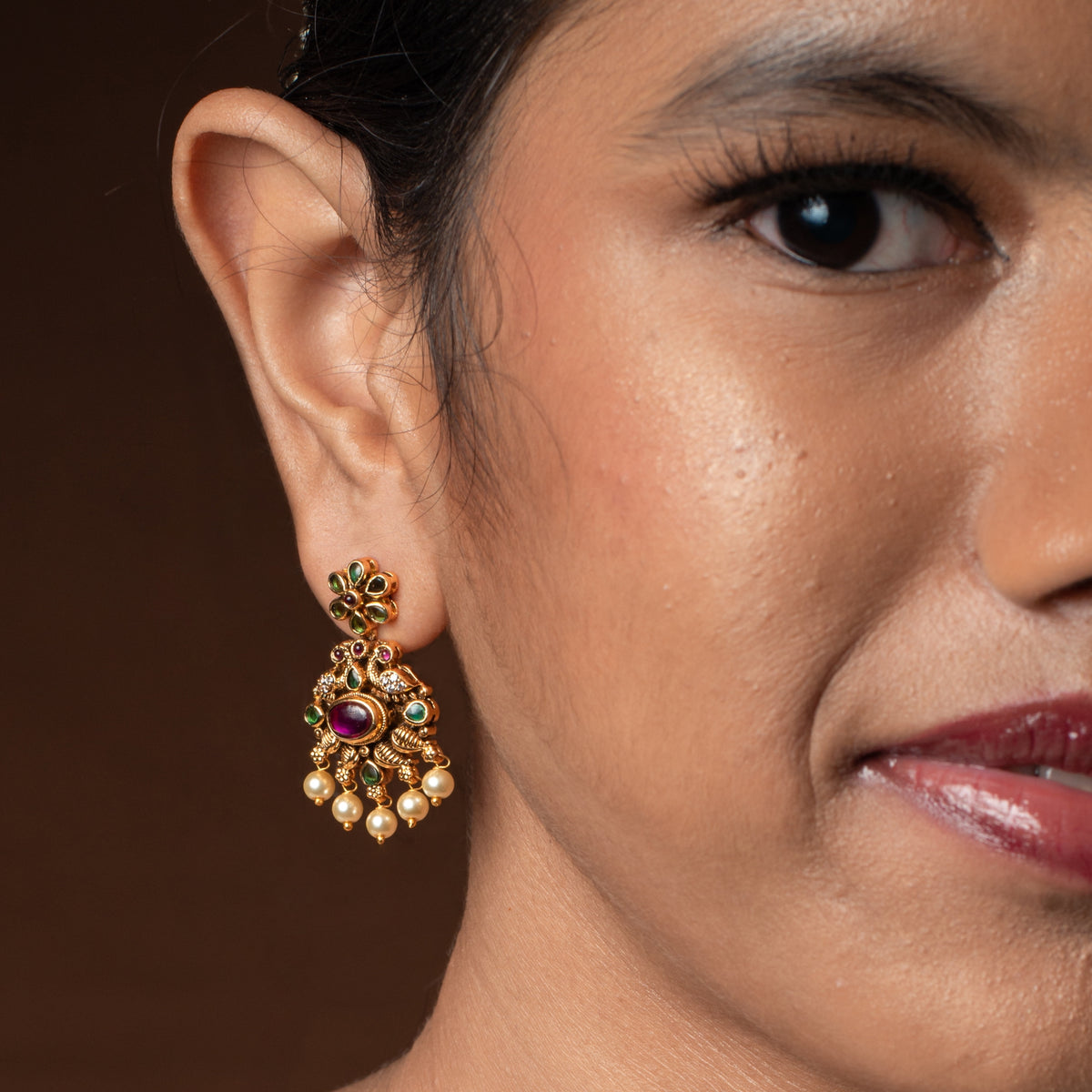 Floral Motif Statement Earrings