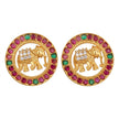 Elephant Coin Motif Stud Earrings