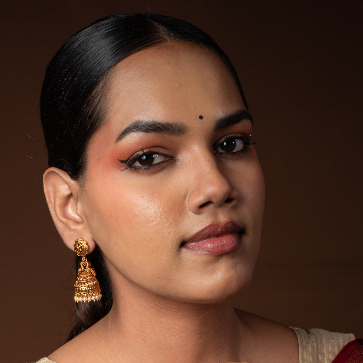 Twin Peacock Crown Pearl Jhumkas