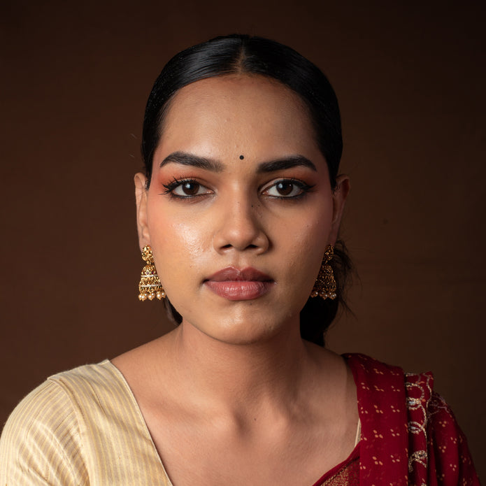 Floral Multistone Pearl Jhumkas
