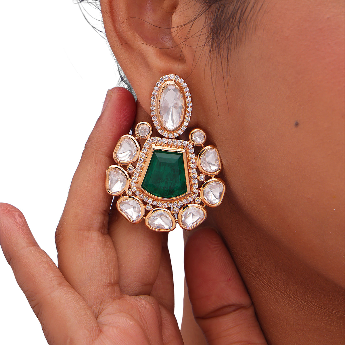 Royal Emerald Kundan Earrings