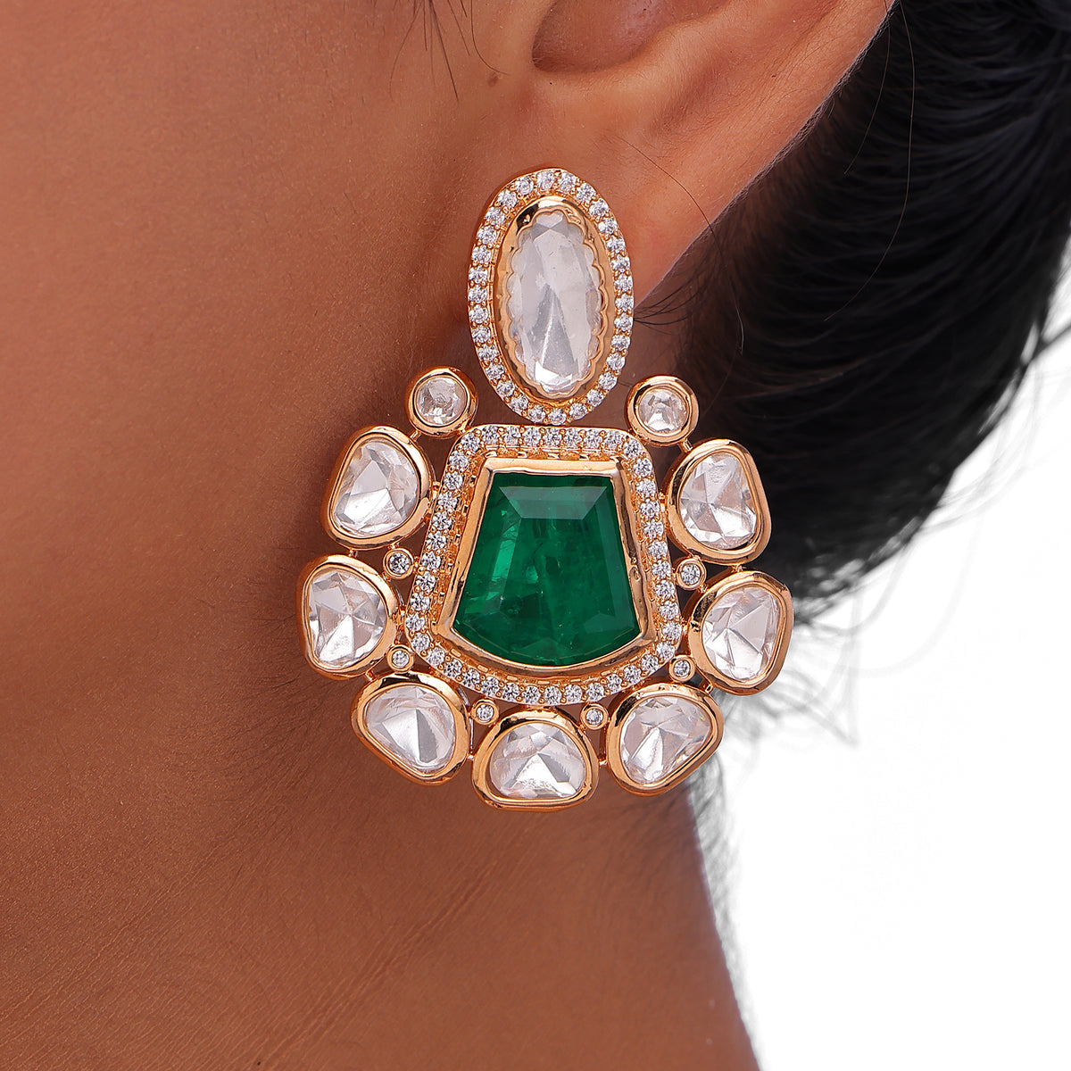 Royal Emerald Kundan Earrings