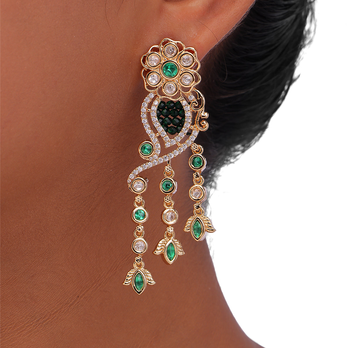 Crystal Bloom Tassel Earrings