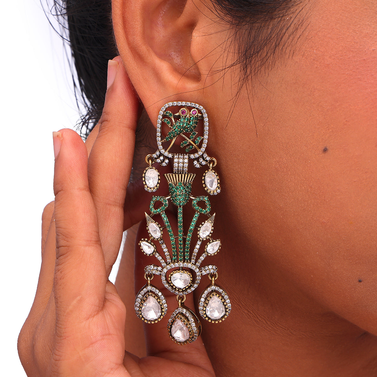 Ornate Bird Bloom Earrings