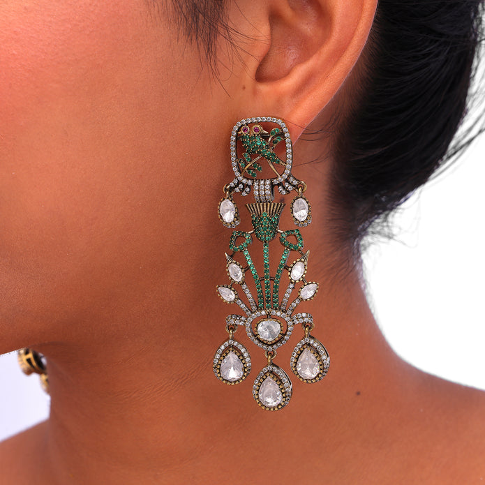 Ornate Bird Bloom Earrings