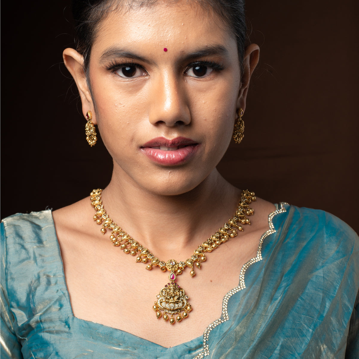 Mayura Lakshmi Drop Necklace Set