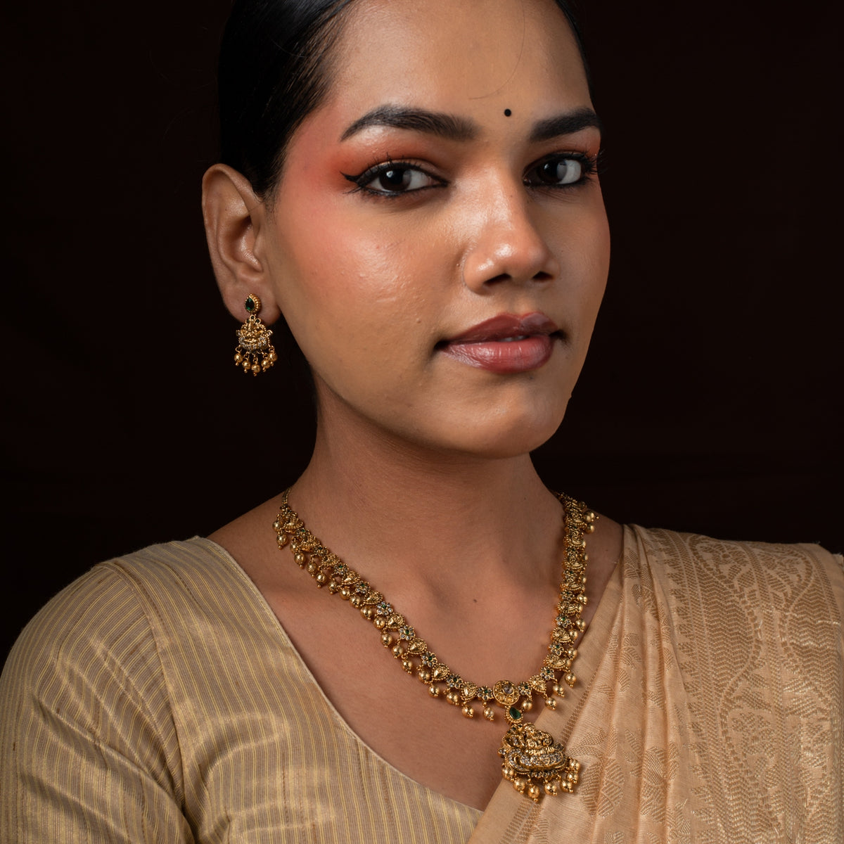 Mayura Lakshmi Drop Necklace Set