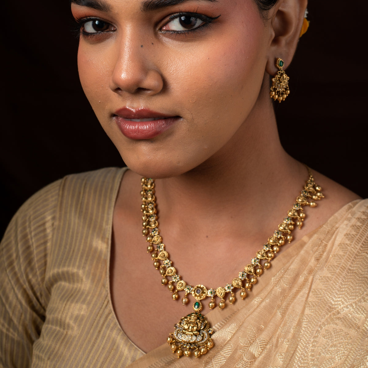 Mayura Lakshmi Drop Necklace Set