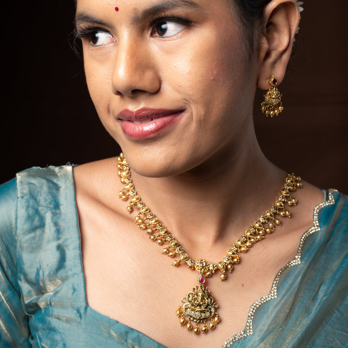 Mayura Lakshmi Drop Necklace Set