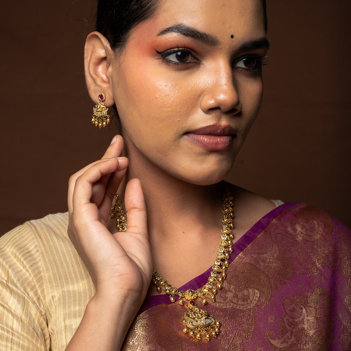 Mayura Lakshmi Drop Necklace Set