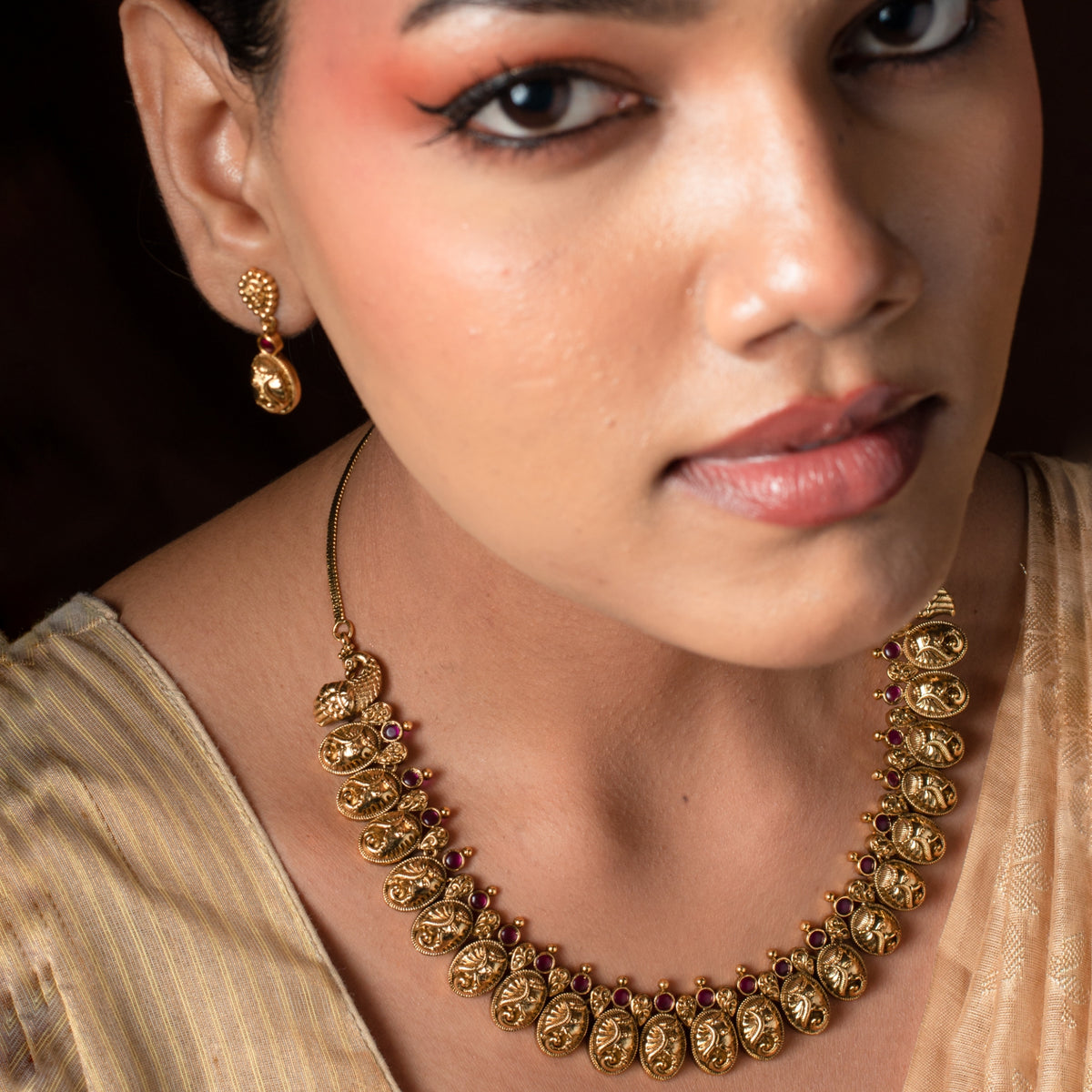 Peacock Manikya Necklace Set