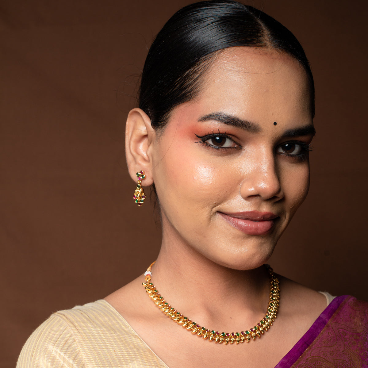 Tarakshi Ruby Vine Necklace Set