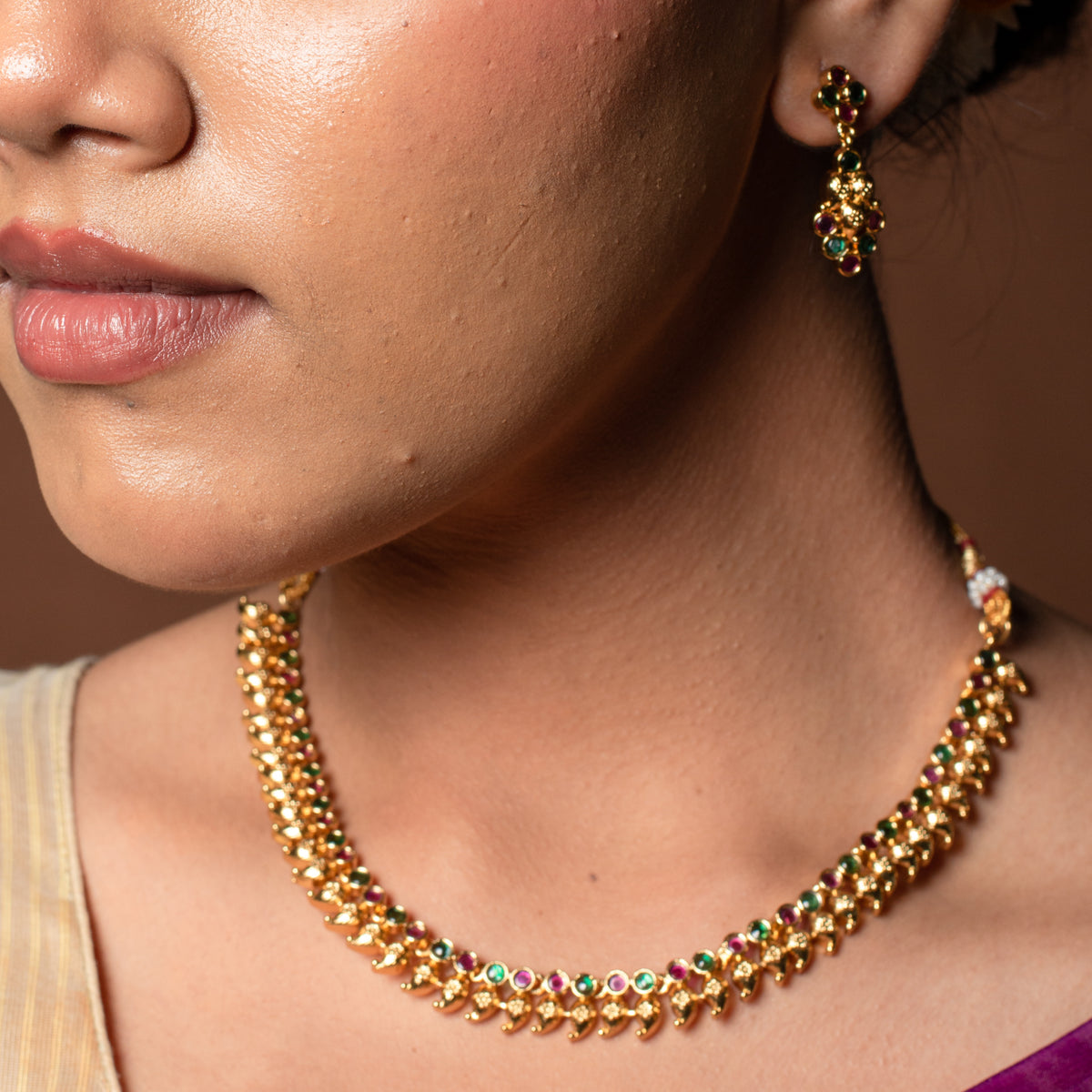 Tarakshi Ruby Vine Necklace Set